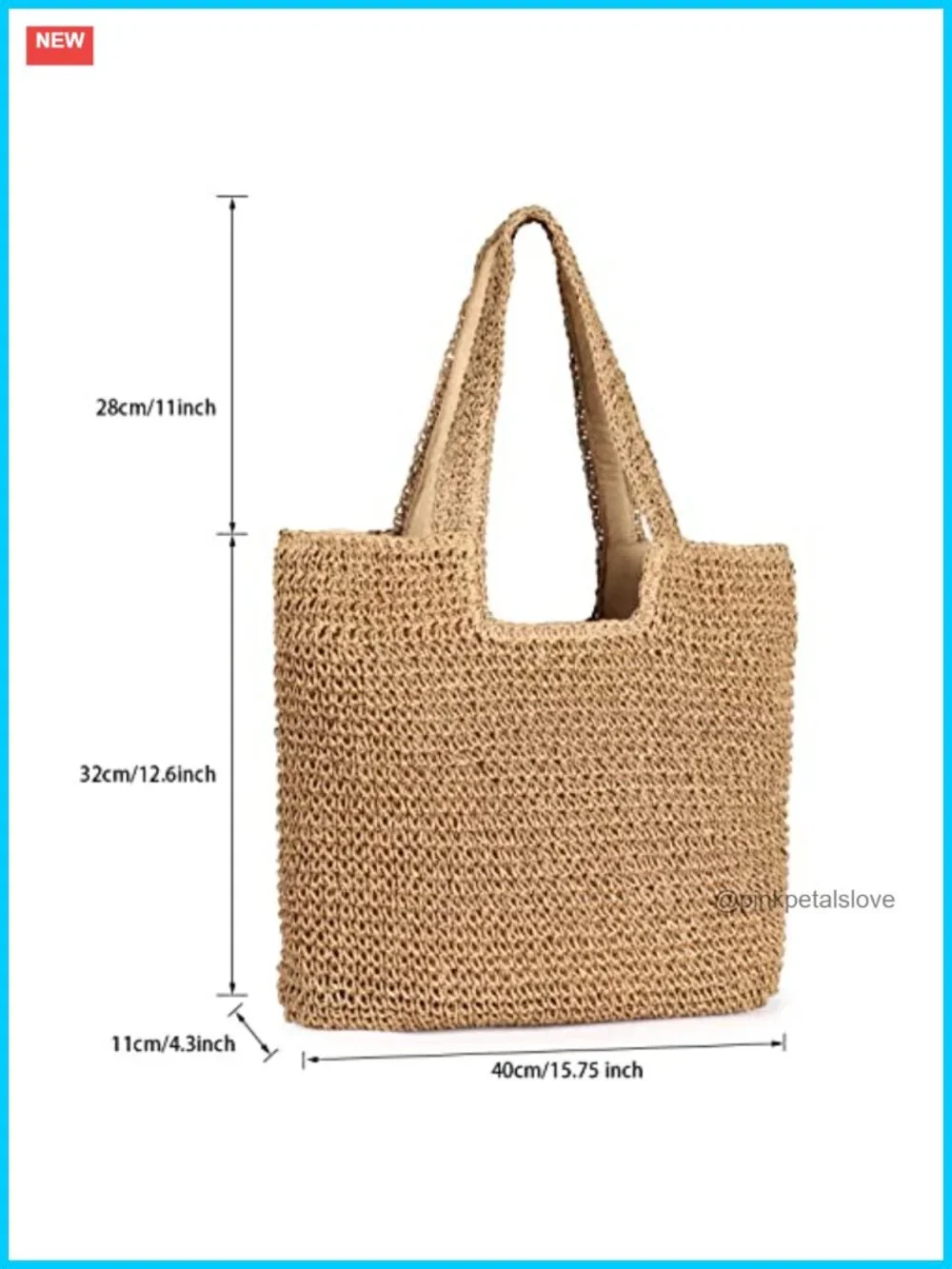 Handmade Straw Woven Hobo Tote Bag Beach Summer Shoulder Bag Large Capacity